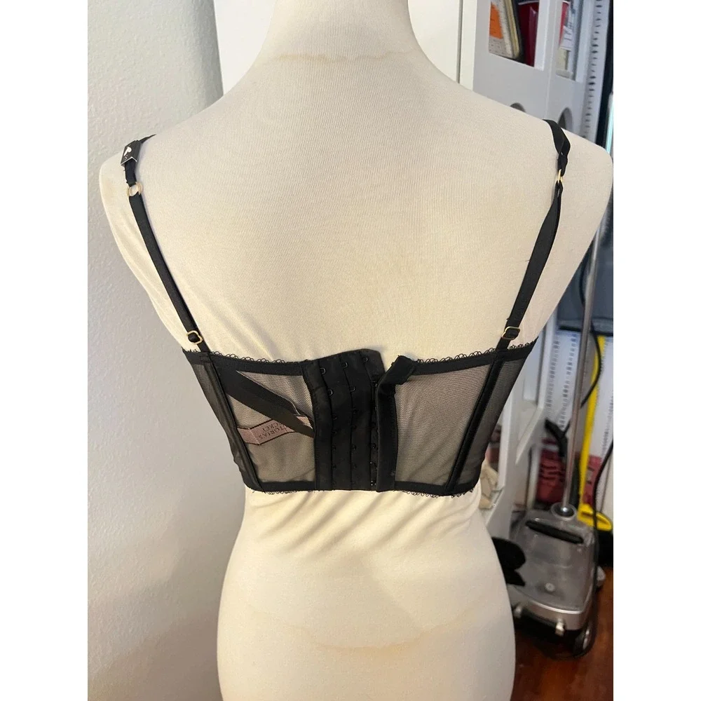 Victorias Secret Womens Black Corset Bustier Bralette Sz S NWT Fairy Sexy Goth‎